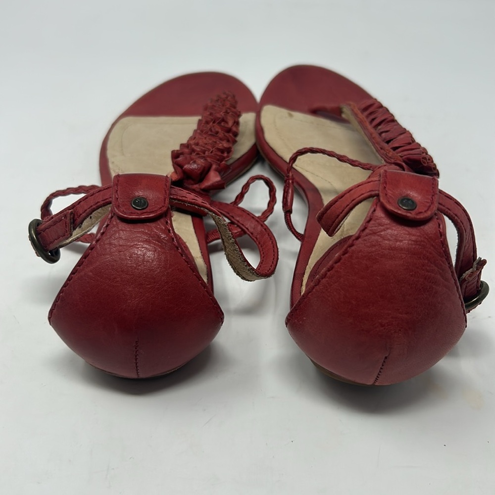 Frye Red Laurel Flower T-Strap Leather Women’s Sandals Size 10 - Picture 9 of 16